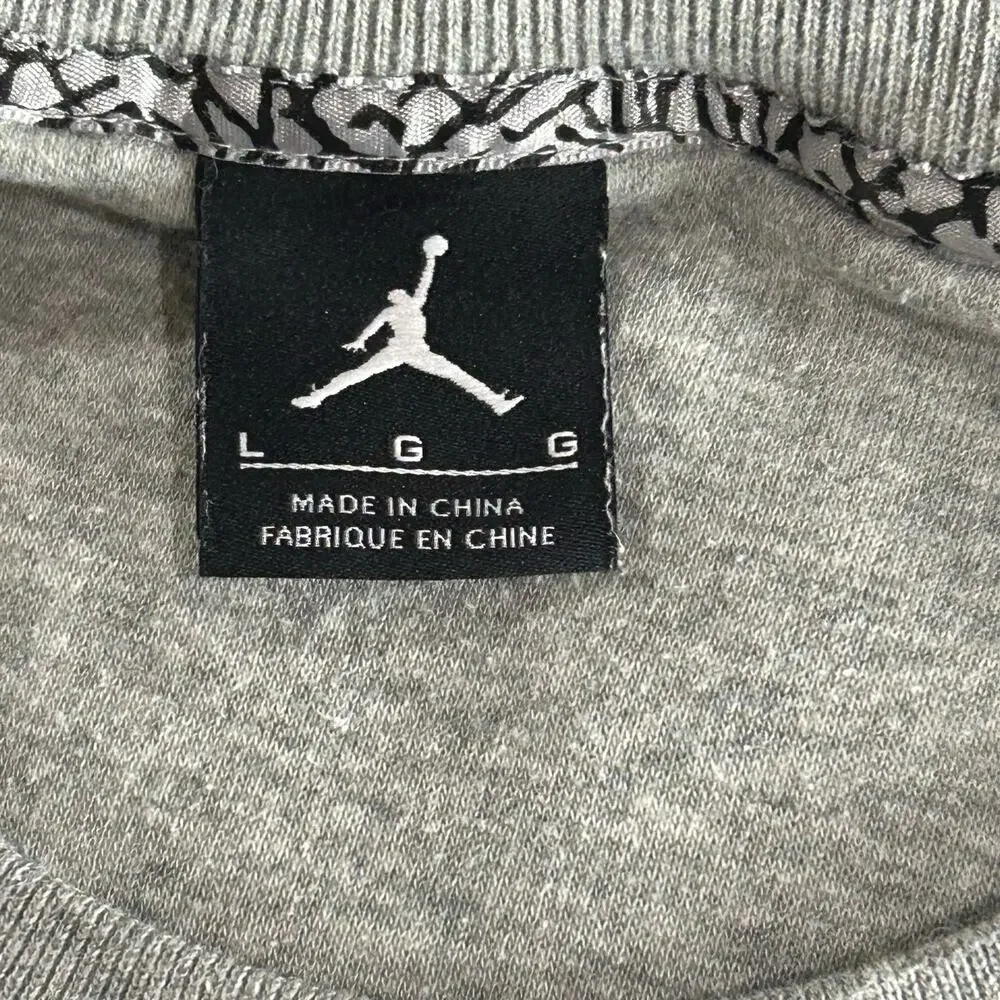 VTG Men's Grey Black Nike Jordan Jumpman Varsity Fleece Crewneck Sweatshirt Sz L